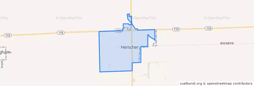 Mapa de ubicacion de Herscher.