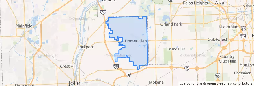Mapa de ubicacion de Homer Glen.