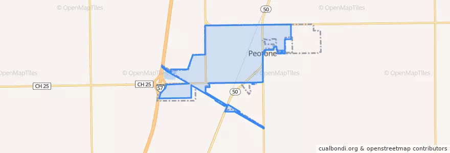 Mapa de ubicacion de Peotone.