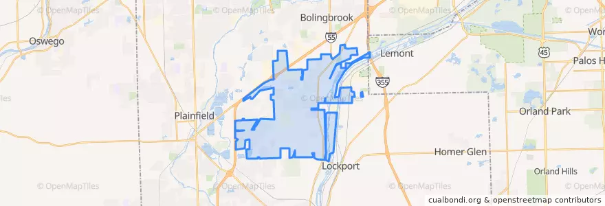 Mapa de ubicacion de Romeoville.
