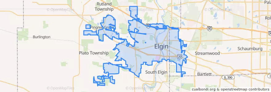 Mapa de ubicacion de Elgin.