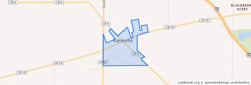 Mapa de ubicacion de Kaneville.