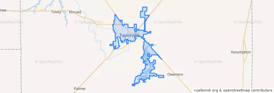 Mapa de ubicacion de Taylorville.