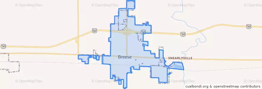 Mapa de ubicacion de Breese.