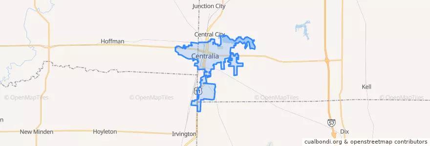 Mapa de ubicacion de Centralia.