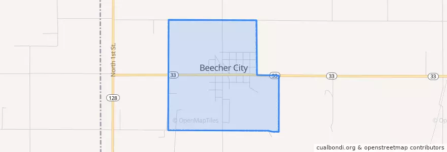 Mapa de ubicacion de Beecher City.