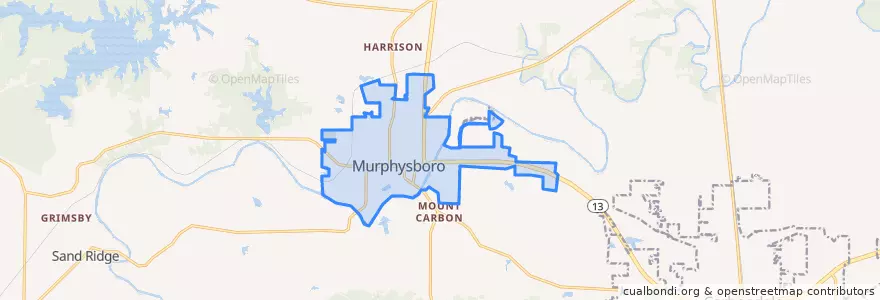 Mapa de ubicacion de Murphysboro.