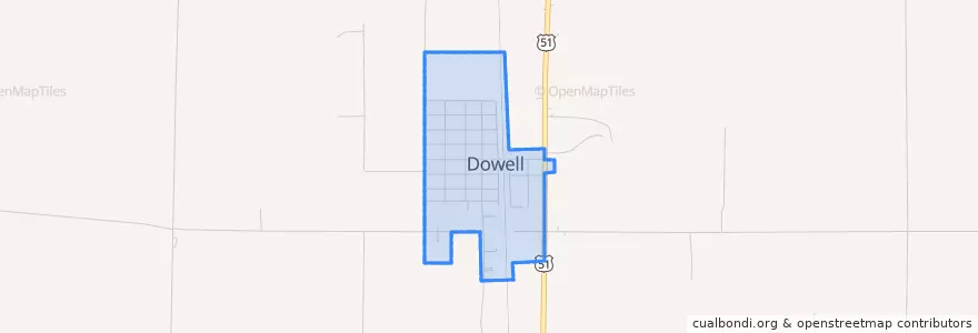 Mapa de ubicacion de Dowell.