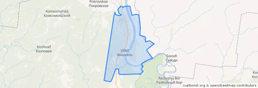 Mapa de ubicacion de Вишкильское сельское поселение.