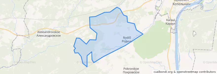 Mapa de ubicacion de Родичевское сельское поселение.