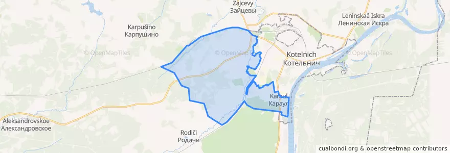 Mapa de ubicacion de Котельничское сельское поселение.