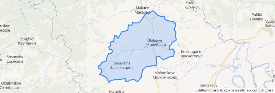 Mapa de ubicacion de Юбилейное сельское поселение.