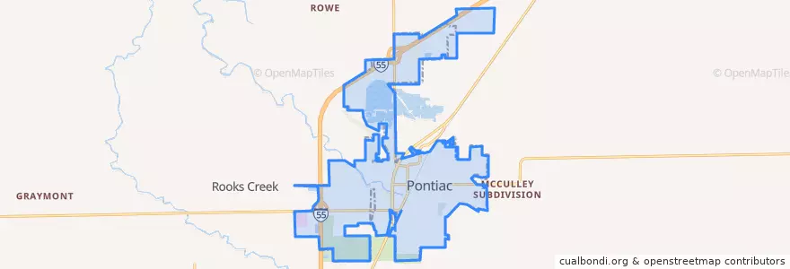 Mapa de ubicacion de Pontiac.