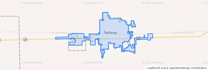 Mapa de ubicacion de Fairbury.