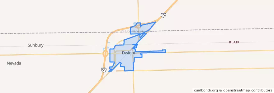 Mapa de ubicacion de Dwight.