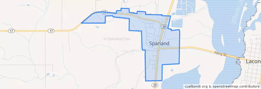 Mapa de ubicacion de Sparland.