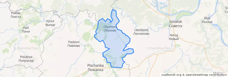 Mapa de ubicacion de Обуховское сельское поселение.