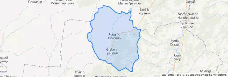 Mapa de ubicacion de Пунгинское сельское поселение.