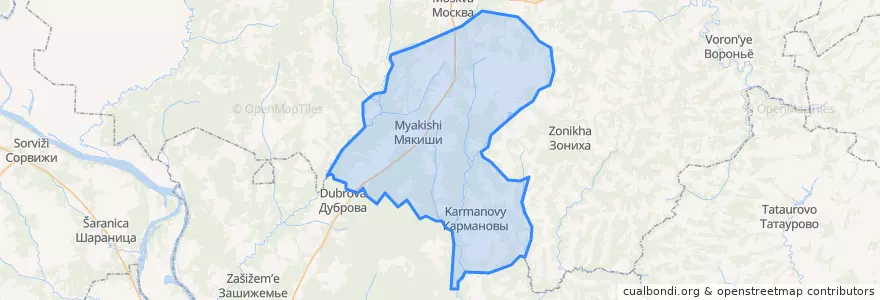 Mapa de ubicacion de Мякишинское сельское поселение.