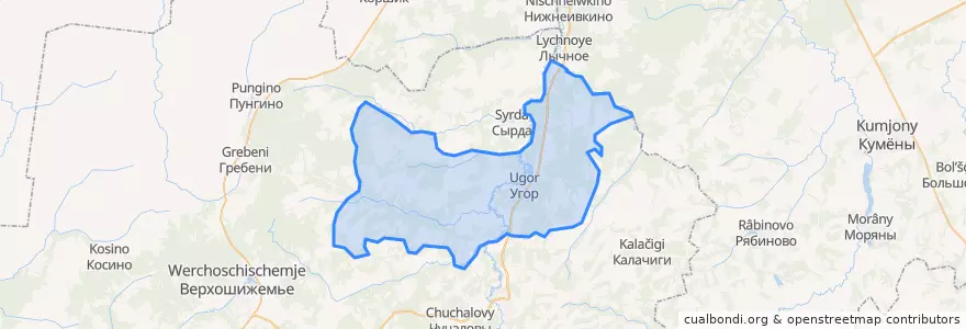 Mapa de ubicacion de Угорское сельское поселение.