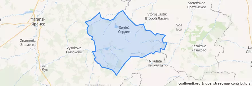 Mapa de ubicacion de Сердежское сельское поселение.