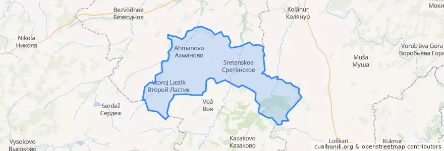 Mapa de ubicacion de Ахмановское сельское поселение.