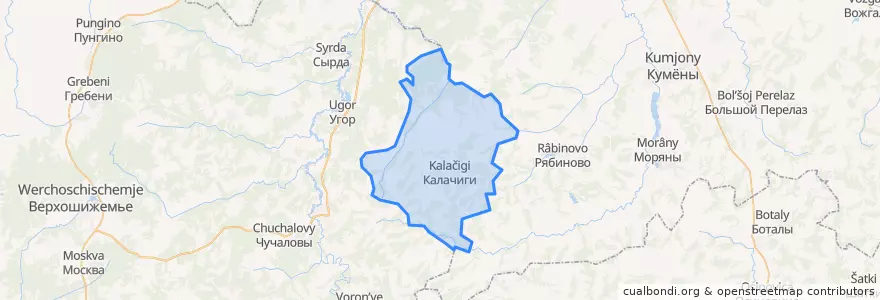 Mapa de ubicacion de Калачиговское сельское поселение.