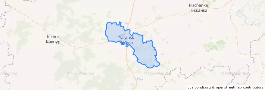 Mapa de ubicacion de Яранское городское поселение.