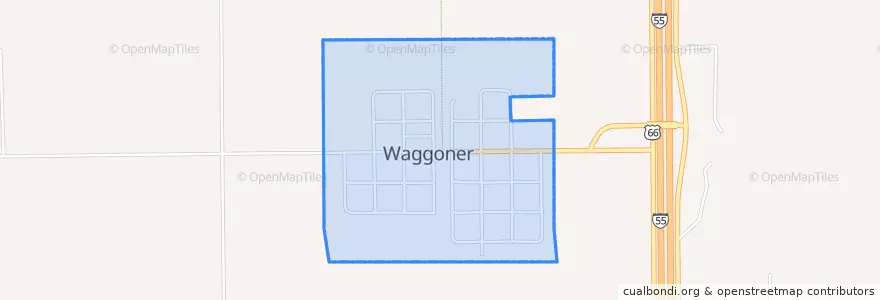 Mapa de ubicacion de Waggoner.