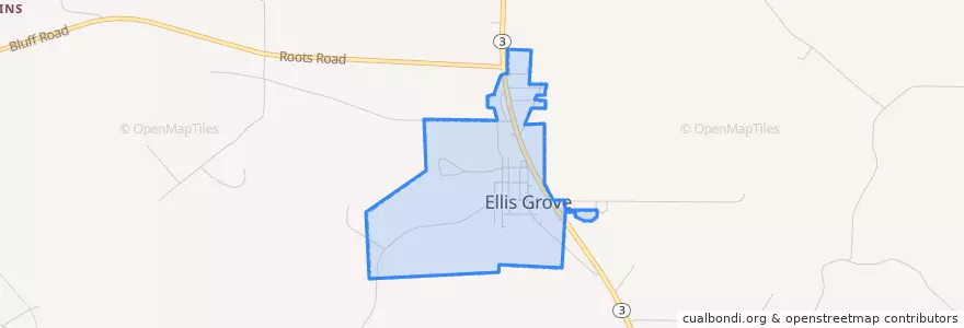 Mapa de ubicacion de Ellis Grove.