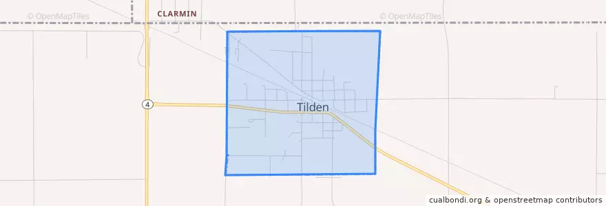 Mapa de ubicacion de Tilden.