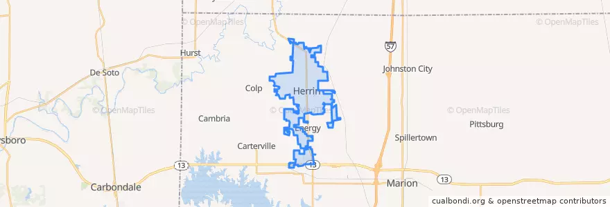 Mapa de ubicacion de Herrin.