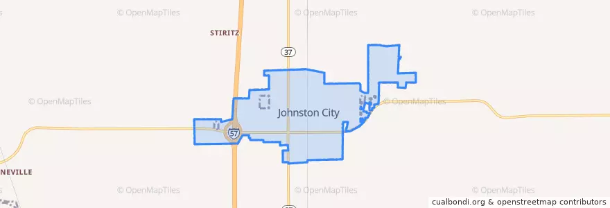 Mapa de ubicacion de Johnston City.