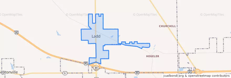 Mapa de ubicacion de Ladd.