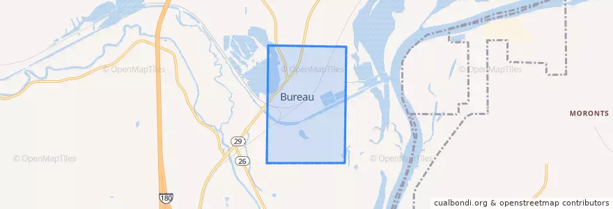 Mapa de ubicacion de Bureau Junction.