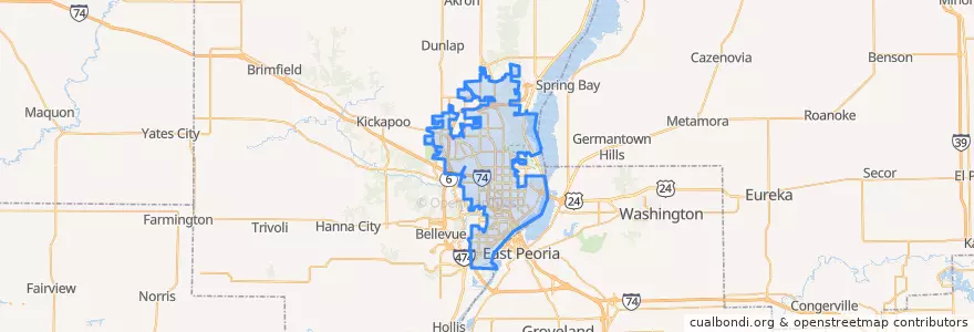 Mapa de ubicacion de Peoria.