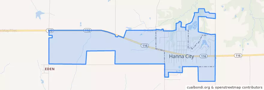 Mapa de ubicacion de Hanna City.