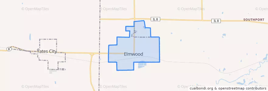 Mapa de ubicacion de Elmwood.