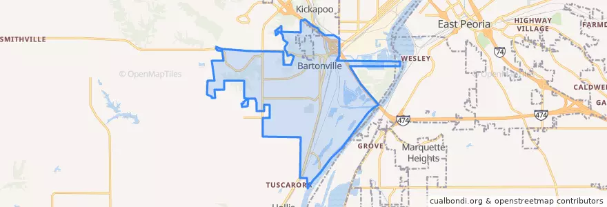Mapa de ubicacion de Bartonville.