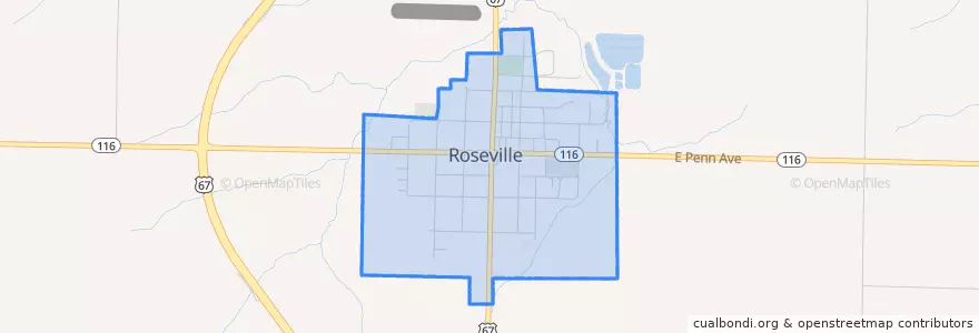 Mapa de ubicacion de Roseville.