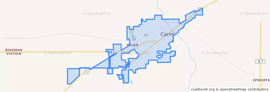 Mapa de ubicacion de Carmi.