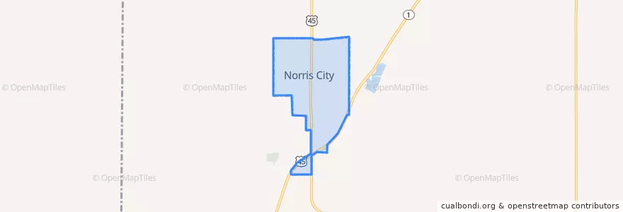 Mapa de ubicacion de Norris City.