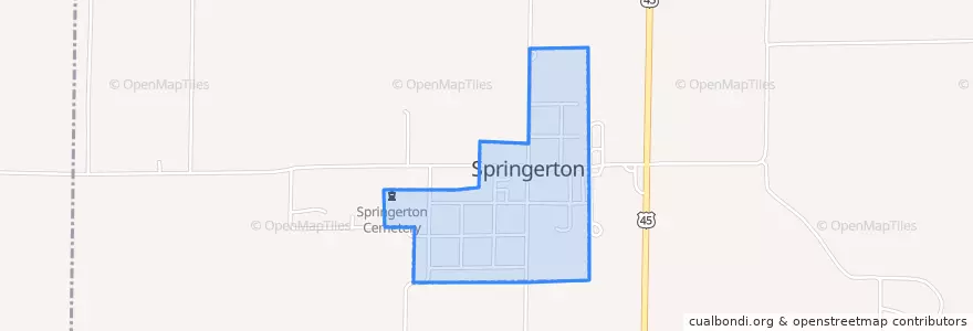 Mapa de ubicacion de Springerton.