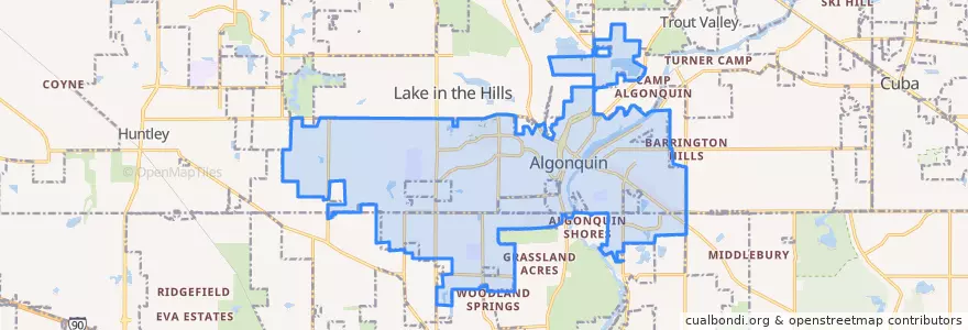 Mapa de ubicacion de Algonquin.
