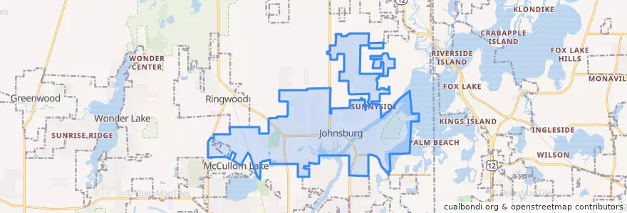Mapa de ubicacion de Johnsburg.