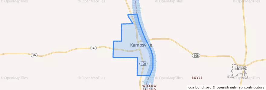 Mapa de ubicacion de Kampsville.