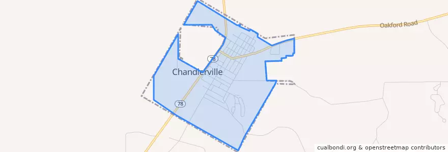 Mapa de ubicacion de Chandlerville.