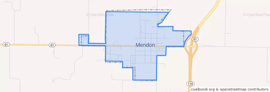 Mapa de ubicacion de Mendon.