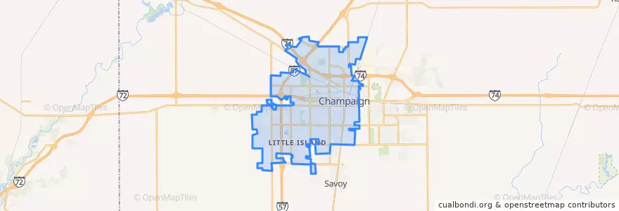 Mapa de ubicacion de Champaign.