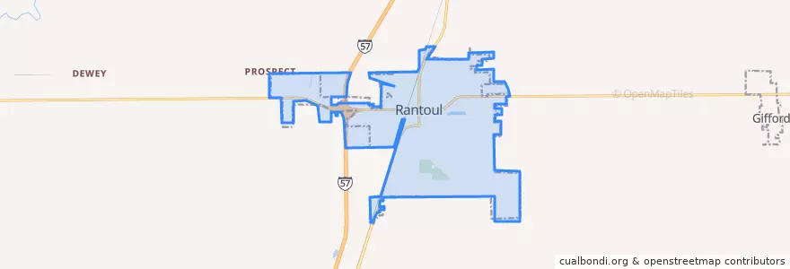 Mapa de ubicacion de Rantoul.
